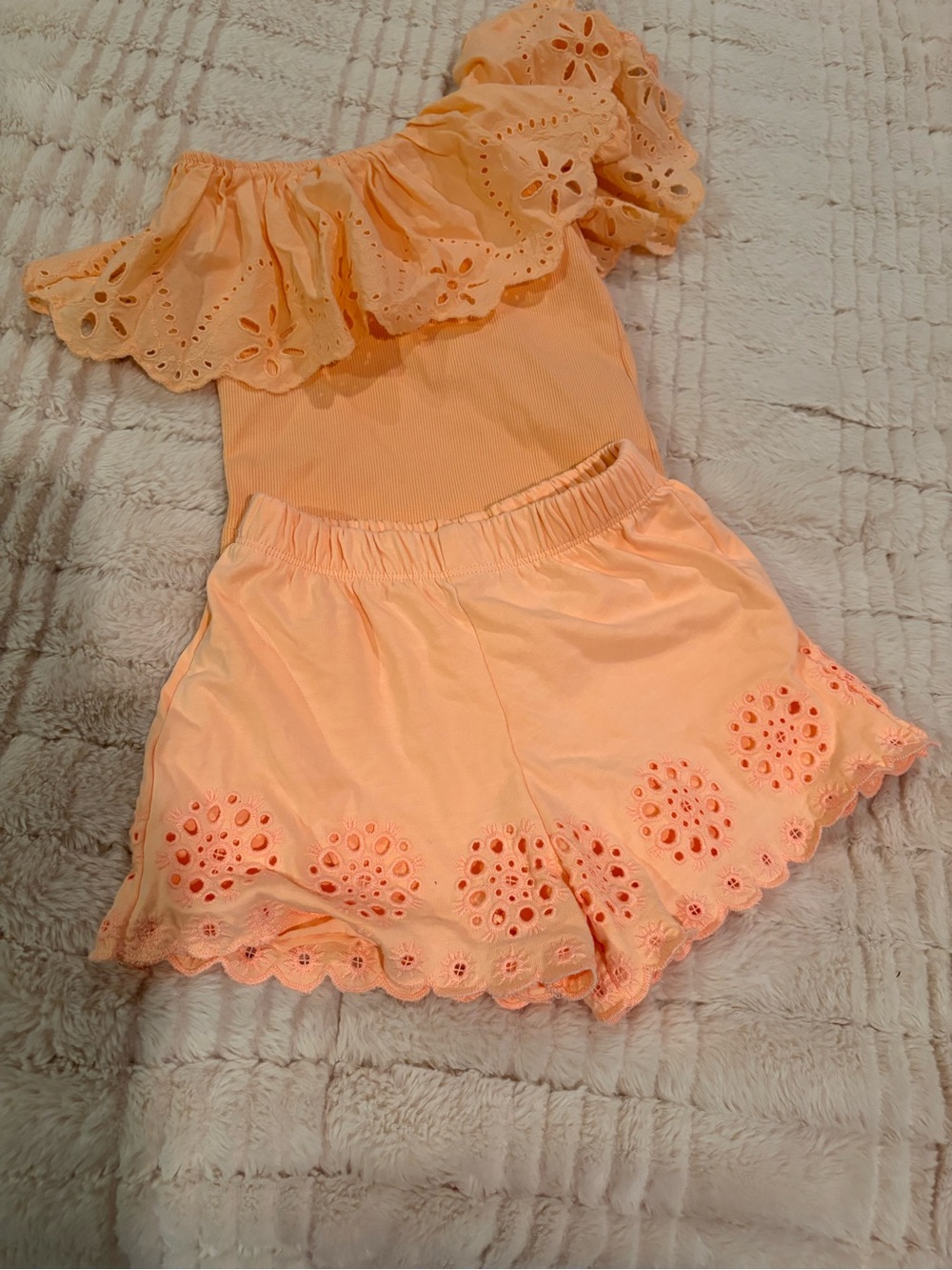 Peach Eyelet Zara set